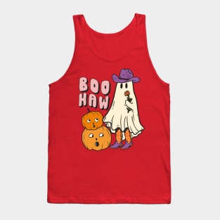 Halloween Boo Haw Ghost Funny Cowboy Cowgirl Tank Top